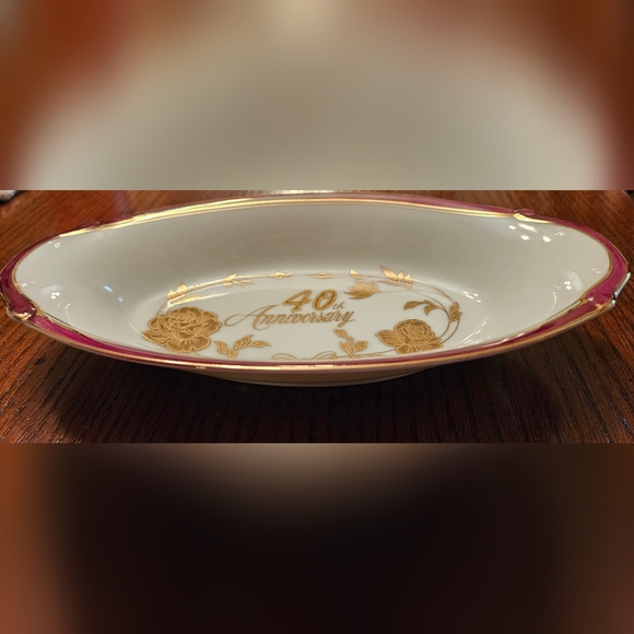 Set Chatillon Ruby Rose Dish Fine China Trinket + Georgian 40th Anniversary Mug - Picture 4 of 8